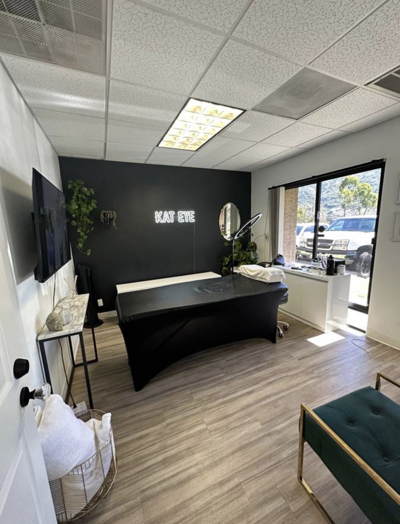 Styled corner of the Kat Eye Studios space